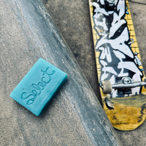 slick skateboard wax for ledges rails and decks. select logo branding