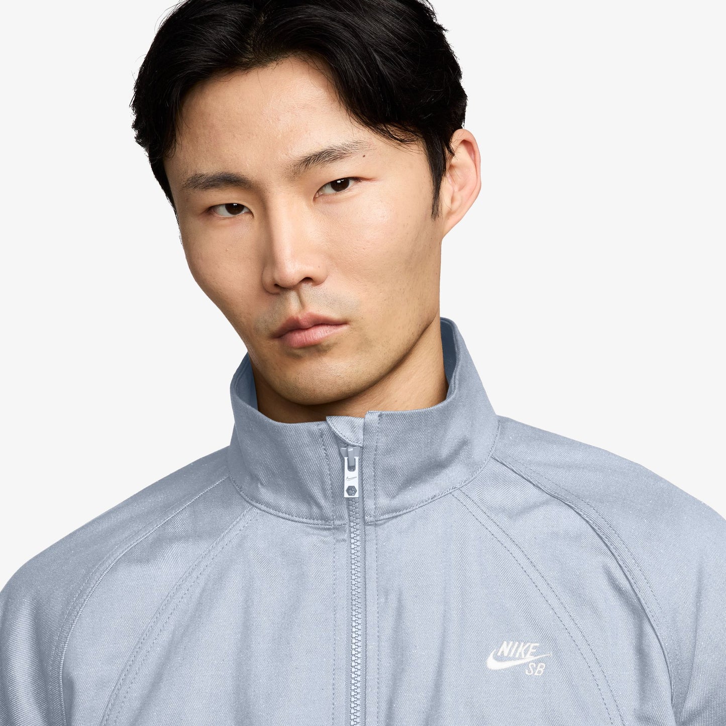 Nike SB Denim Full-Zip Track Jacket Grey White