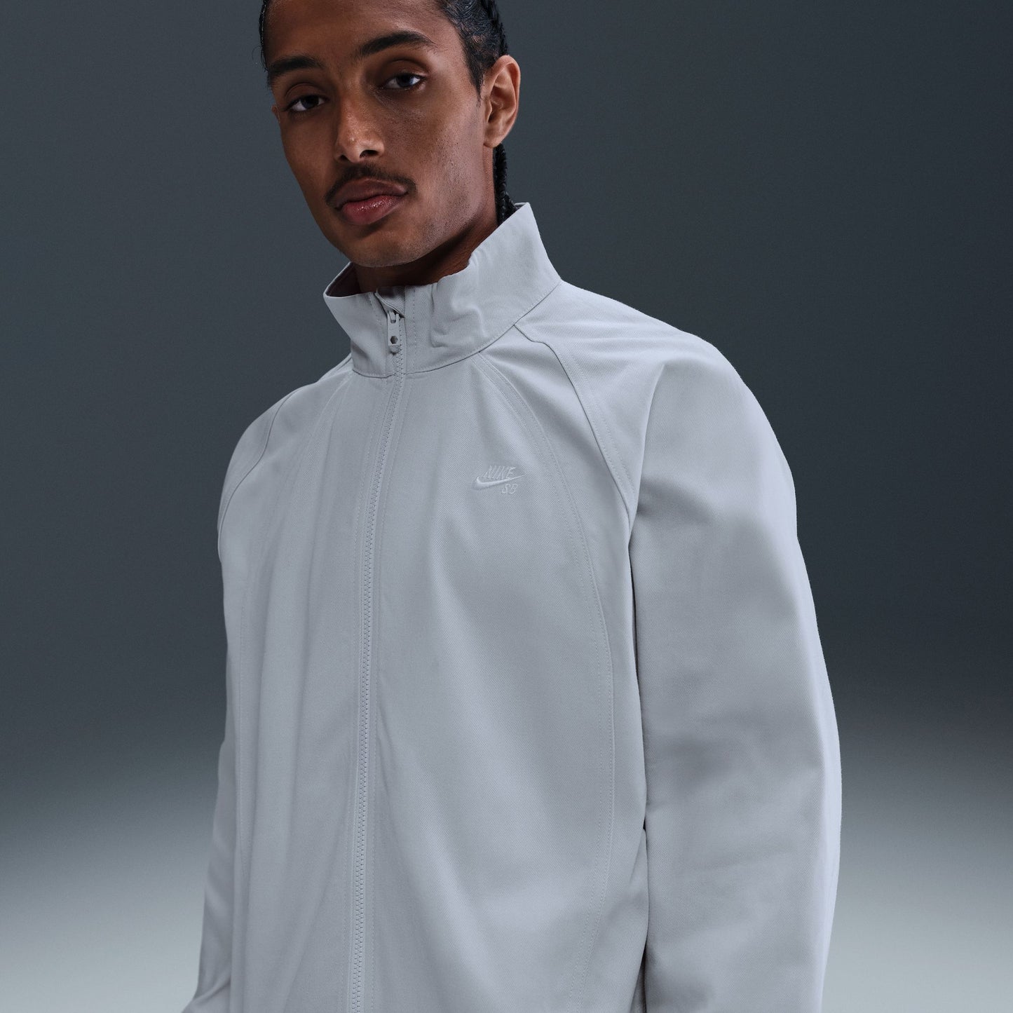 Nike SB Denim Full-Zip Track Jacket Grey White