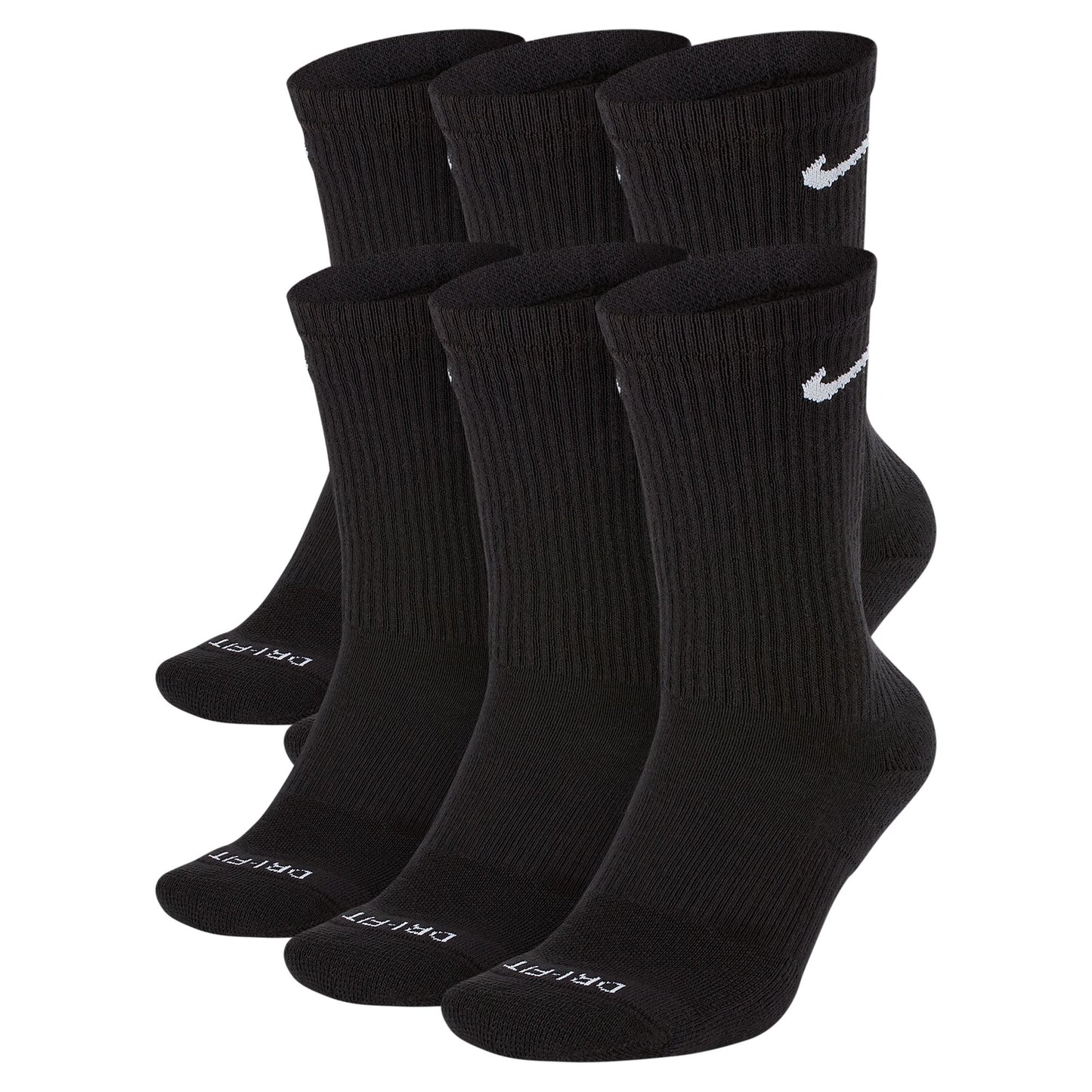 Nike Socks Everyday Plus Cushioned Training Crew Socks (6 Pairs) Black