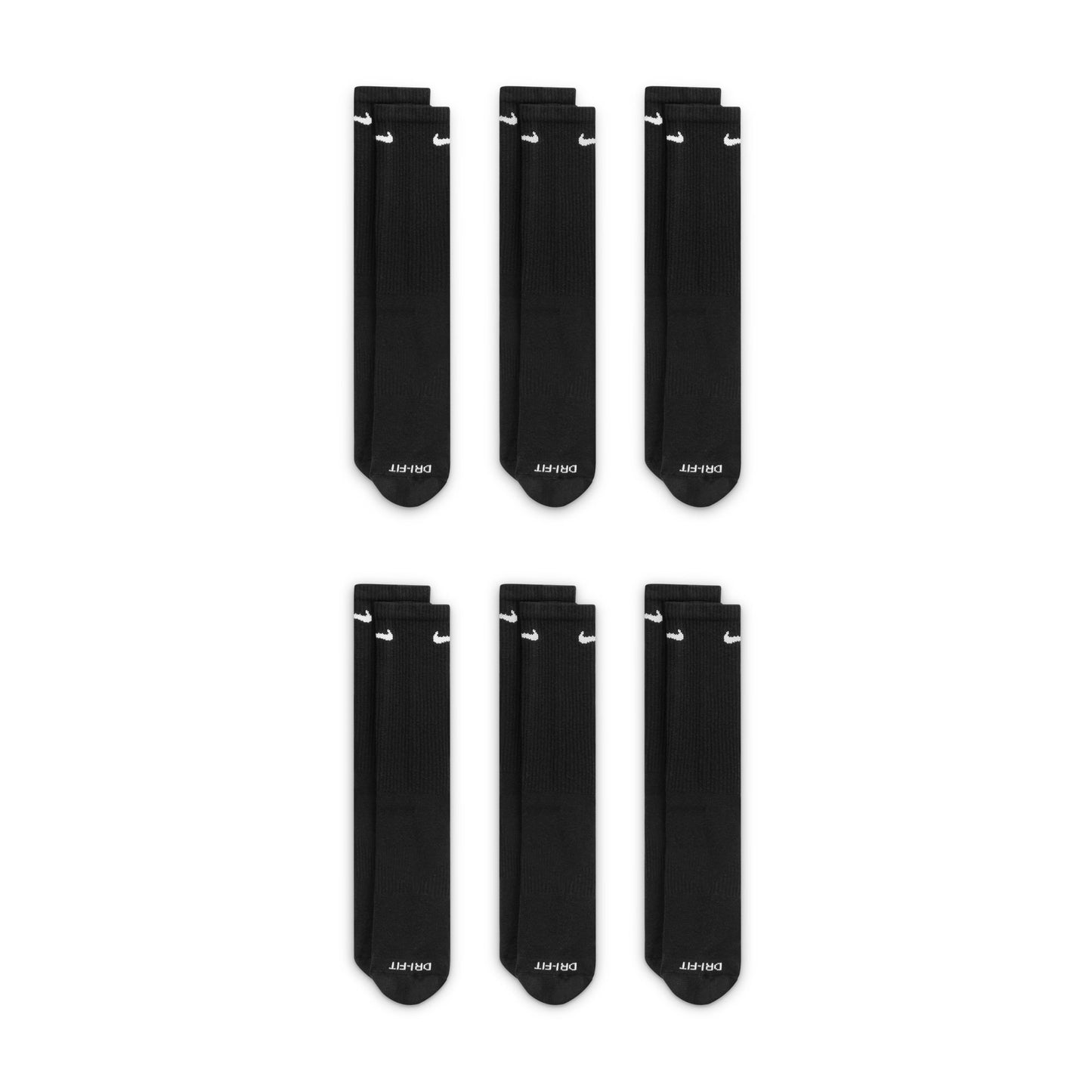 Nike Socks Everyday Plus Cushioned Training Crew Socks (6 Pairs) Black