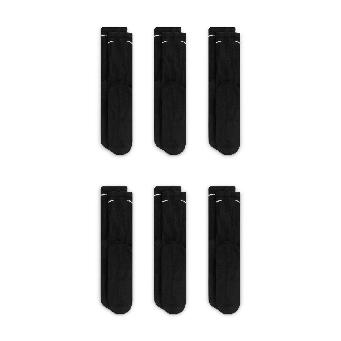 Nike Socks Everyday Plus Cushioned Training Crew Socks (6 Pairs) Black