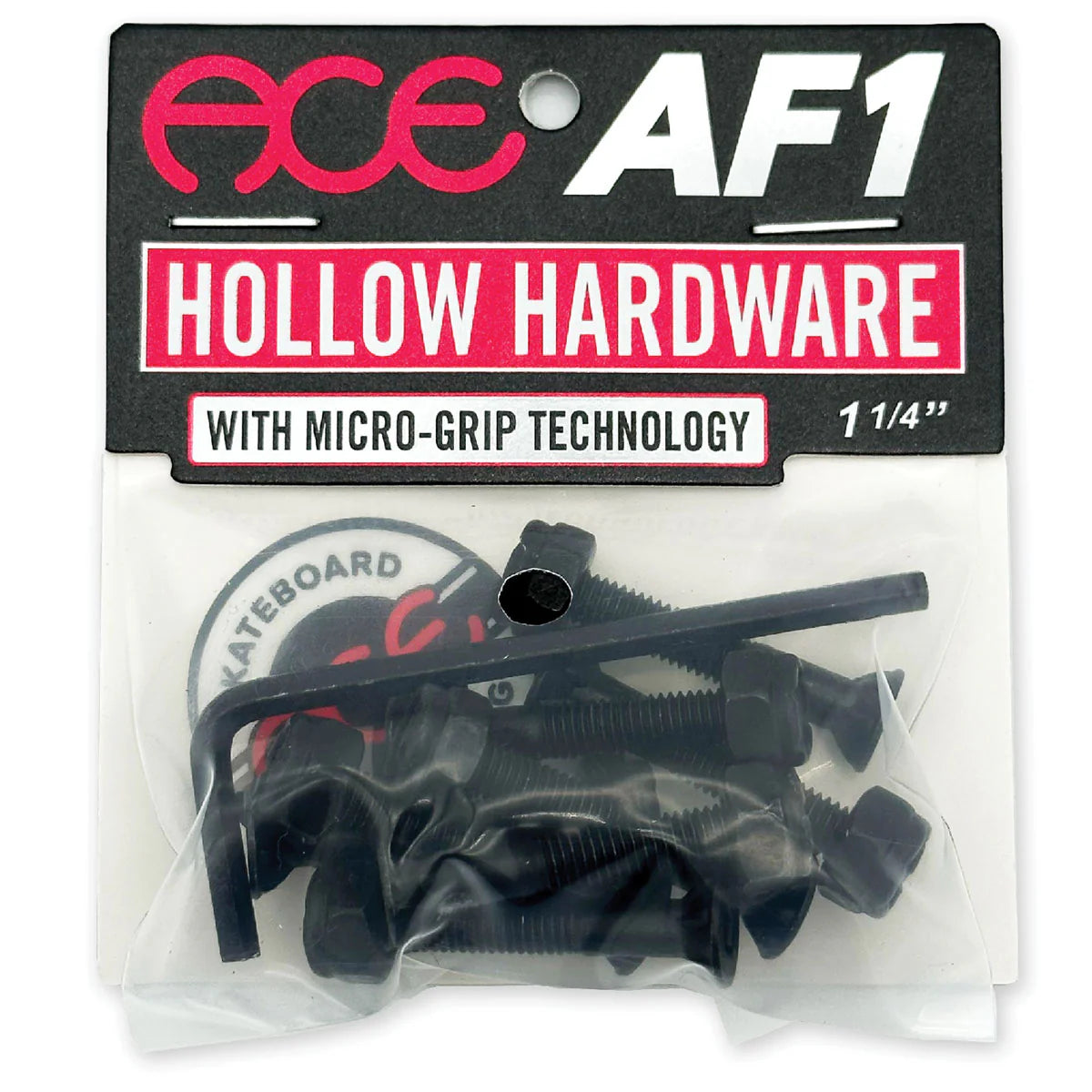 Packaged hollow hardware with micro-grip technology by ACE AF1 on a white background