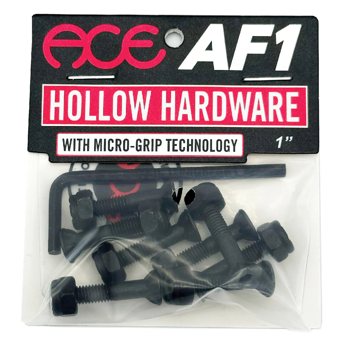 Packaged hollow hardware with micro-grip technology by ACE AF1 on a white background