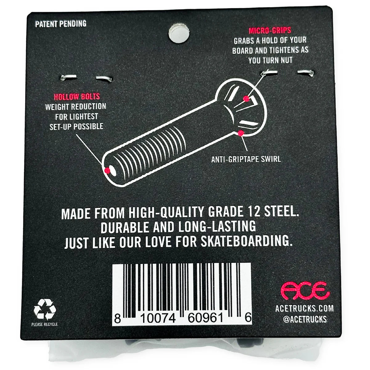 Product packaging with text and diagram on a black background