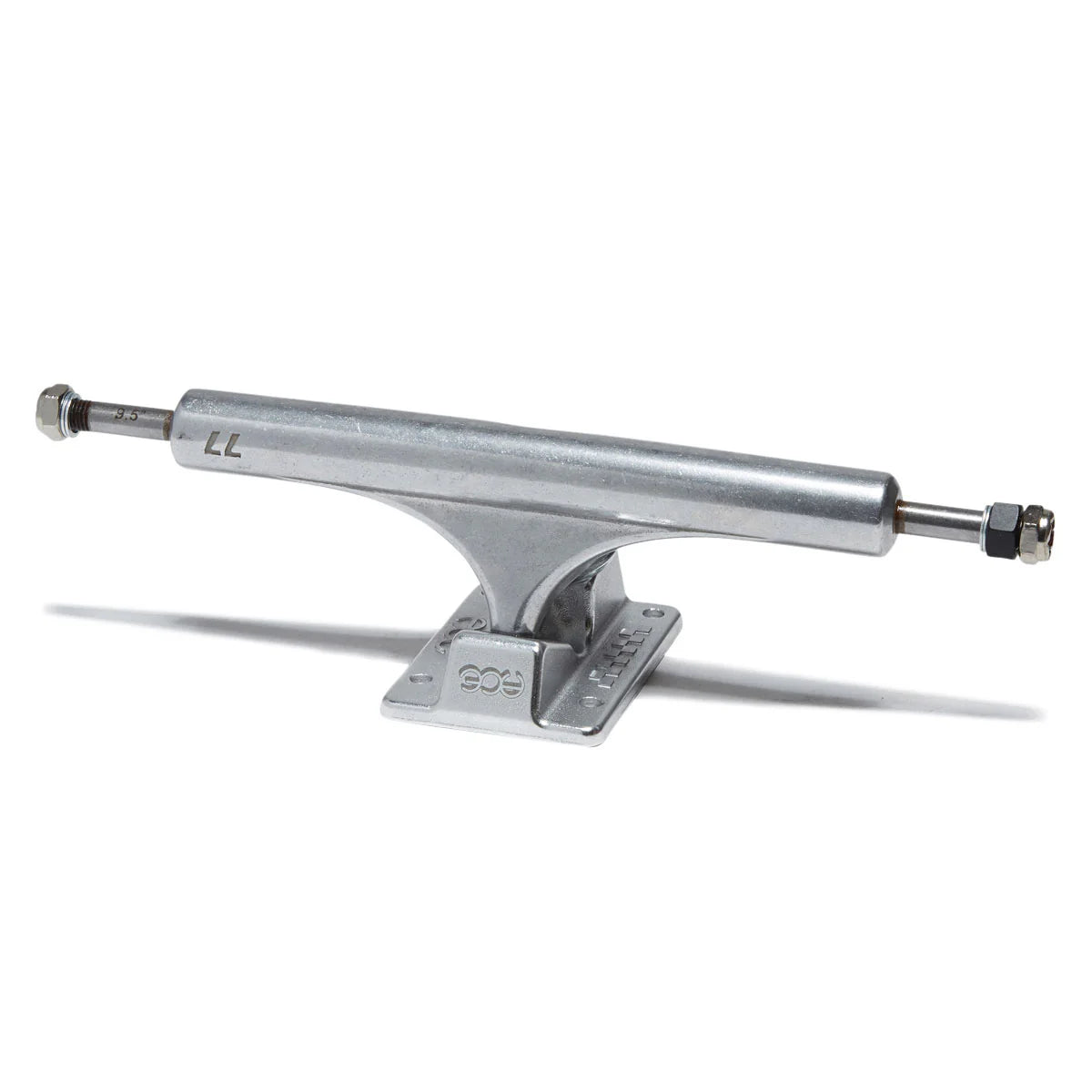 Silver skateboard truck on a white background
