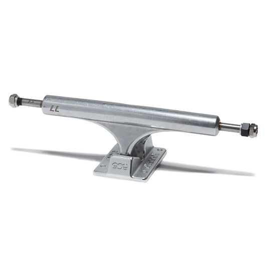 Silver skateboard truck on a white background