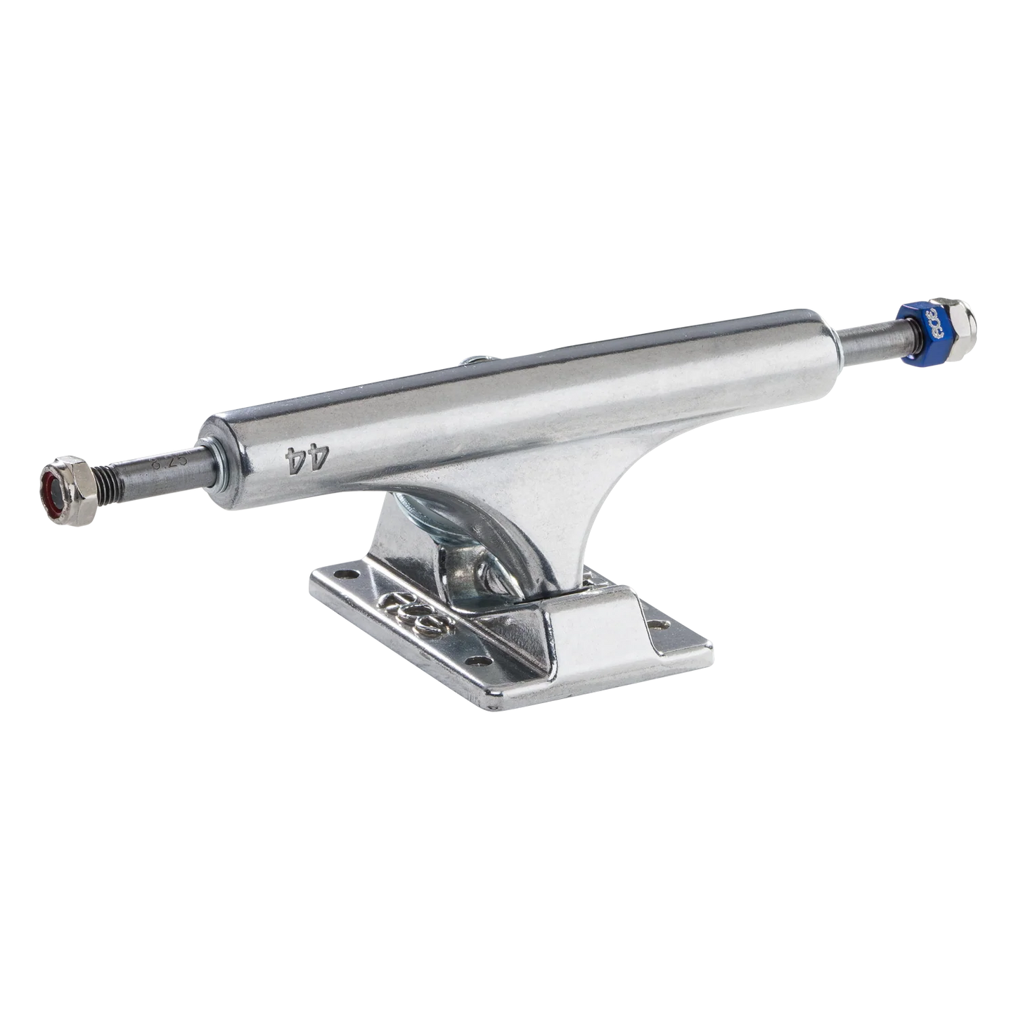 Chrome skateboard truck on a white background