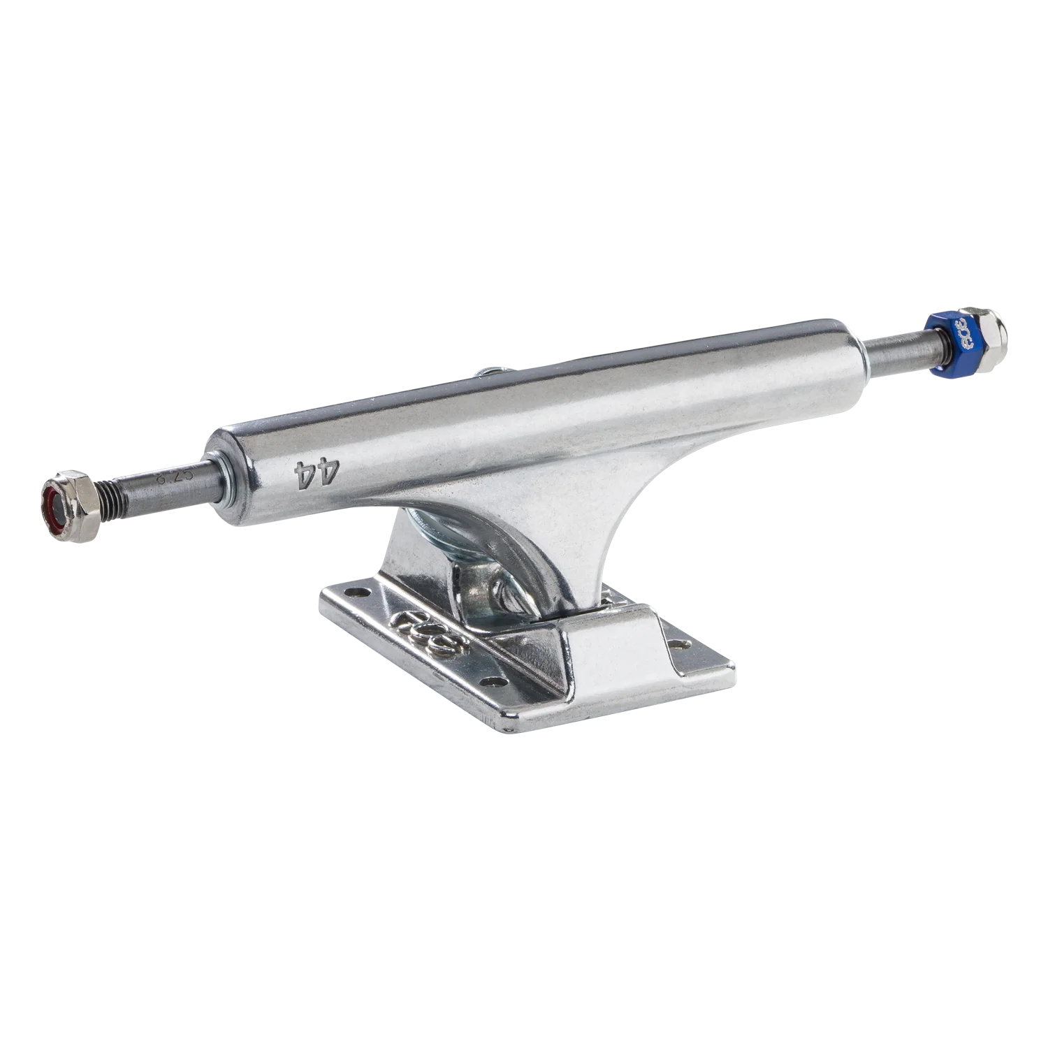 Chrome skateboard truck on a white background