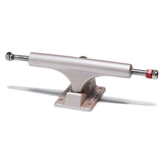 Silver skateboard truck on a white background