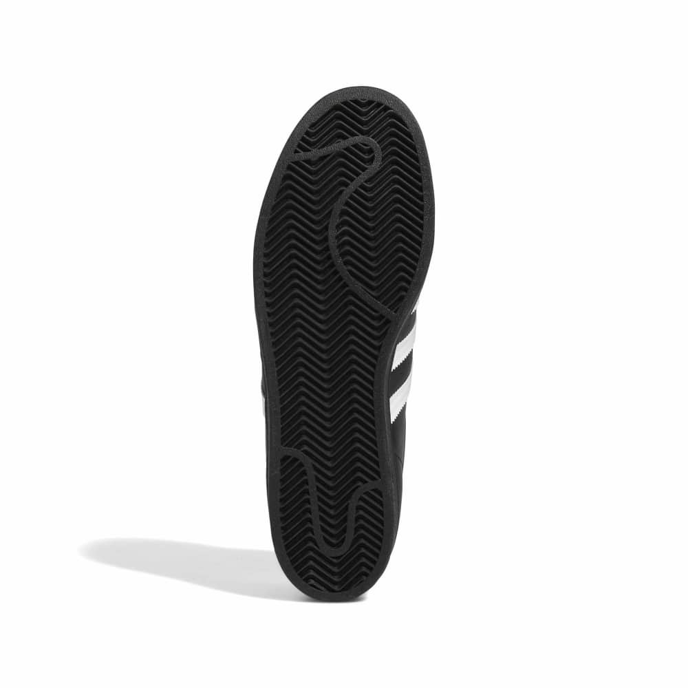 Black shoe sole with white stripes on a white background