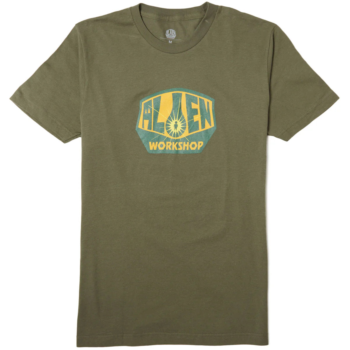 Green t-shirt with 'Alien Workshop' logo on a white background