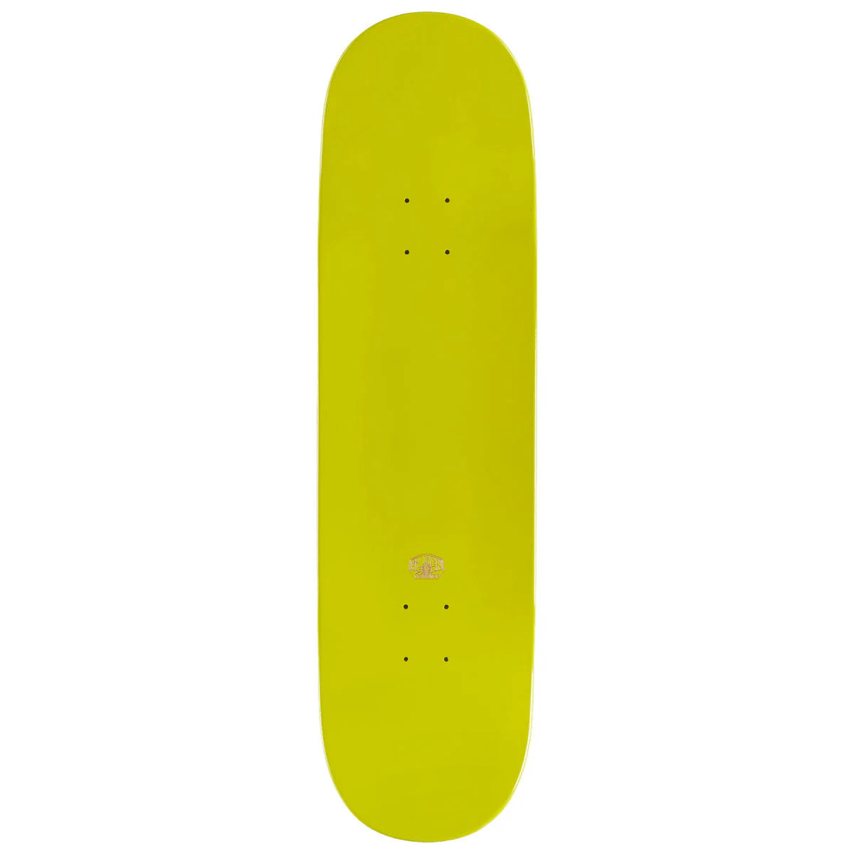 Yellow skateboard deck on a white background