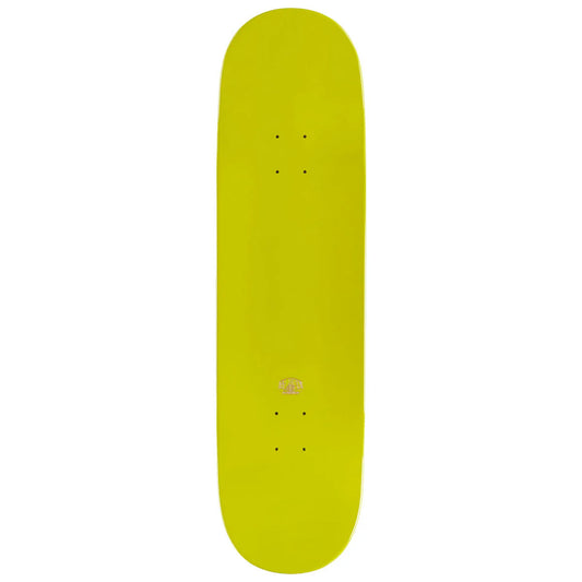 Yellow skateboard deck on a white background