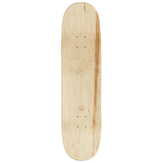 Plain wooden skateboard deck on a white background