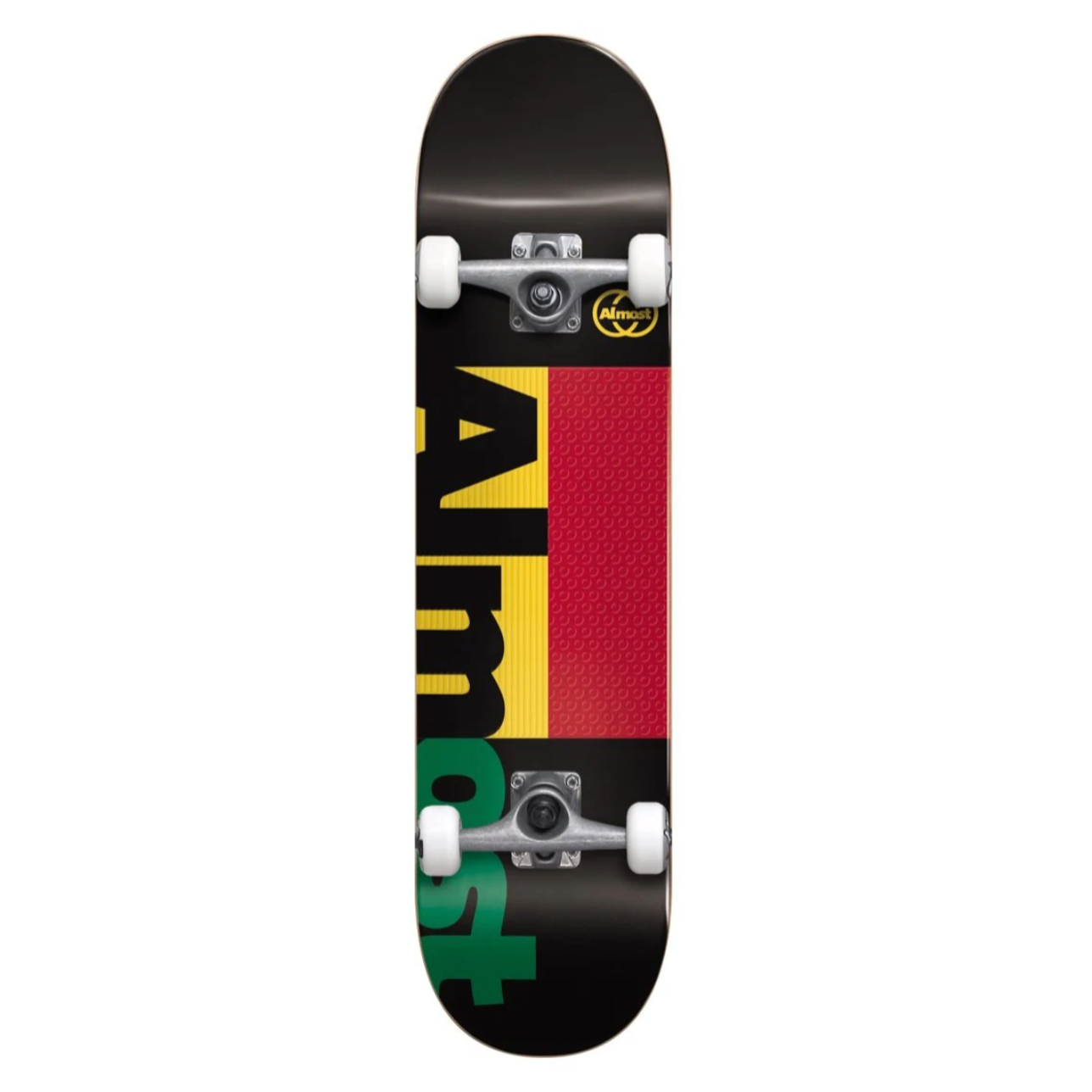 Skateboard with colorful design on a white background