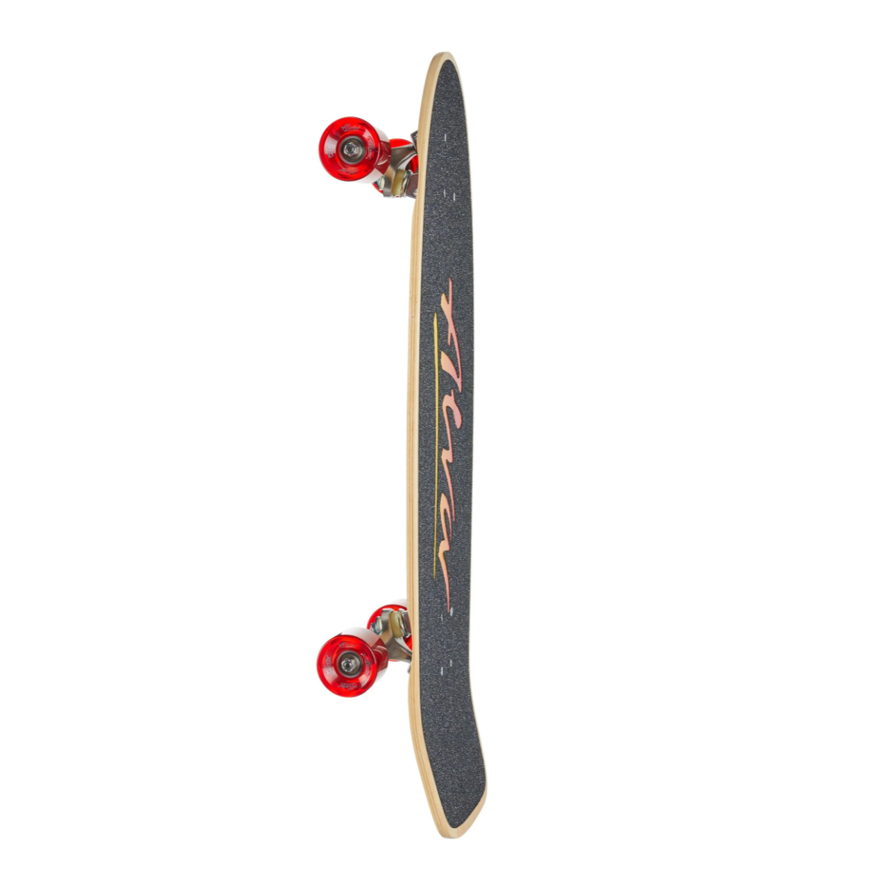 Skateboard with red wheels on a white background