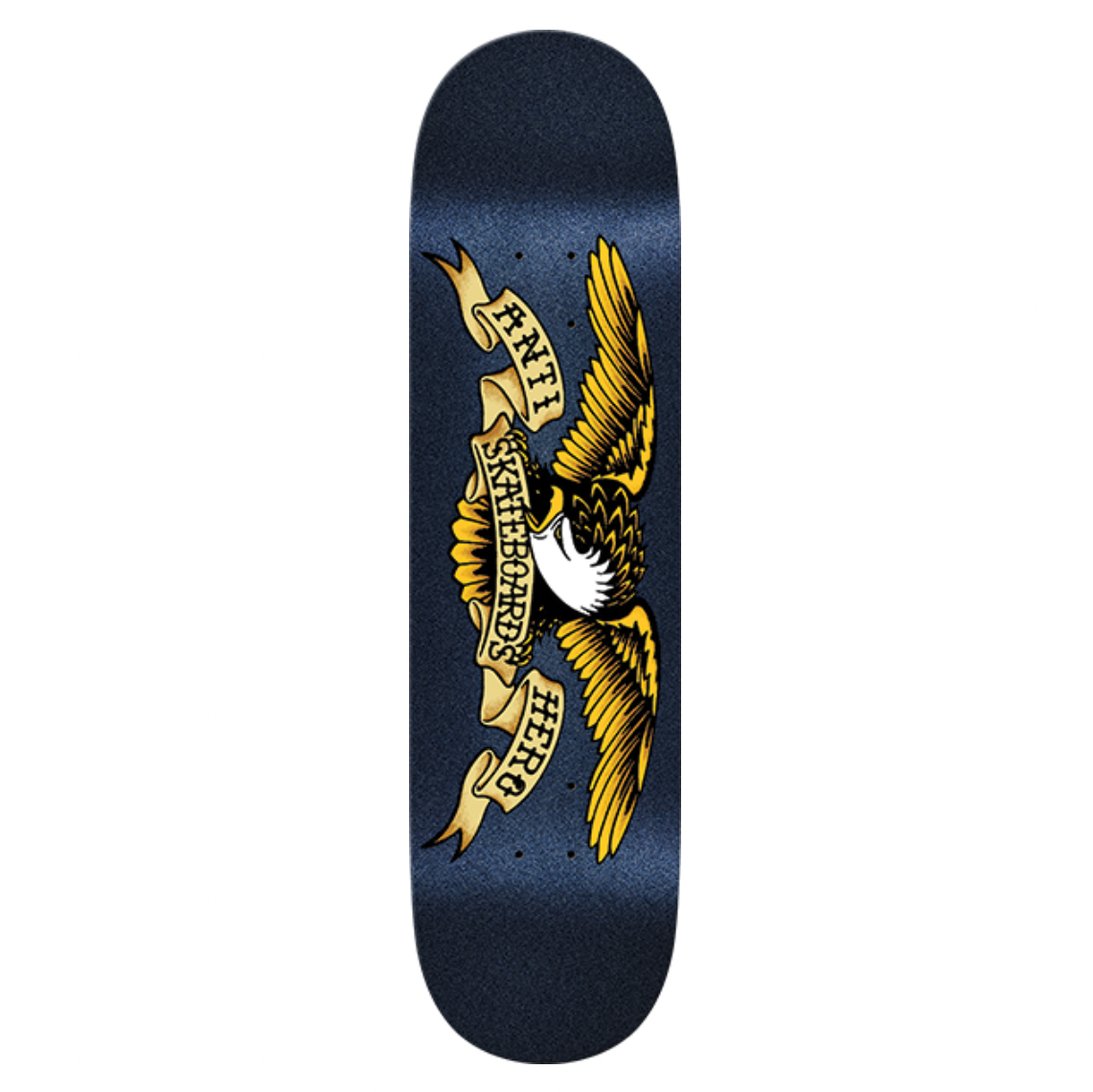 Skateboard deck with an eagle design on a white background