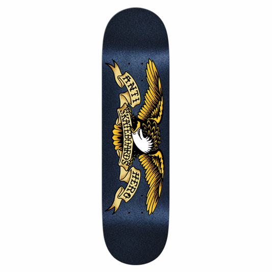 Skateboard deck with an eagle design on a white background