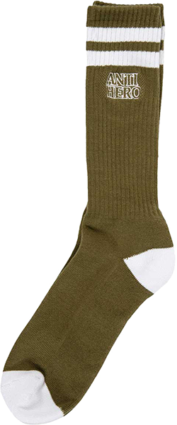 Anti Hero Socks Black Hero Outline Olive White