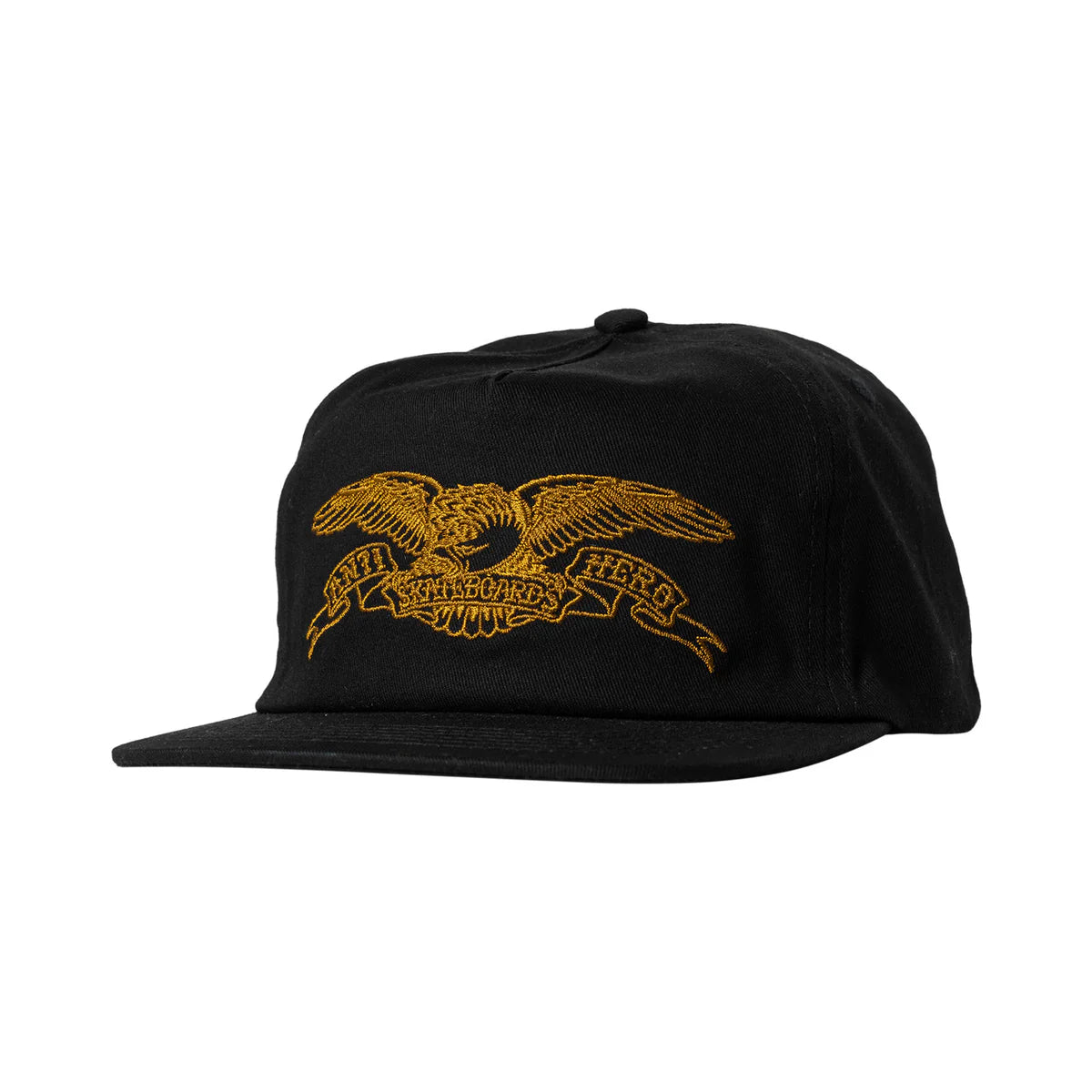 Black cap with gold eagle emblem on a white background