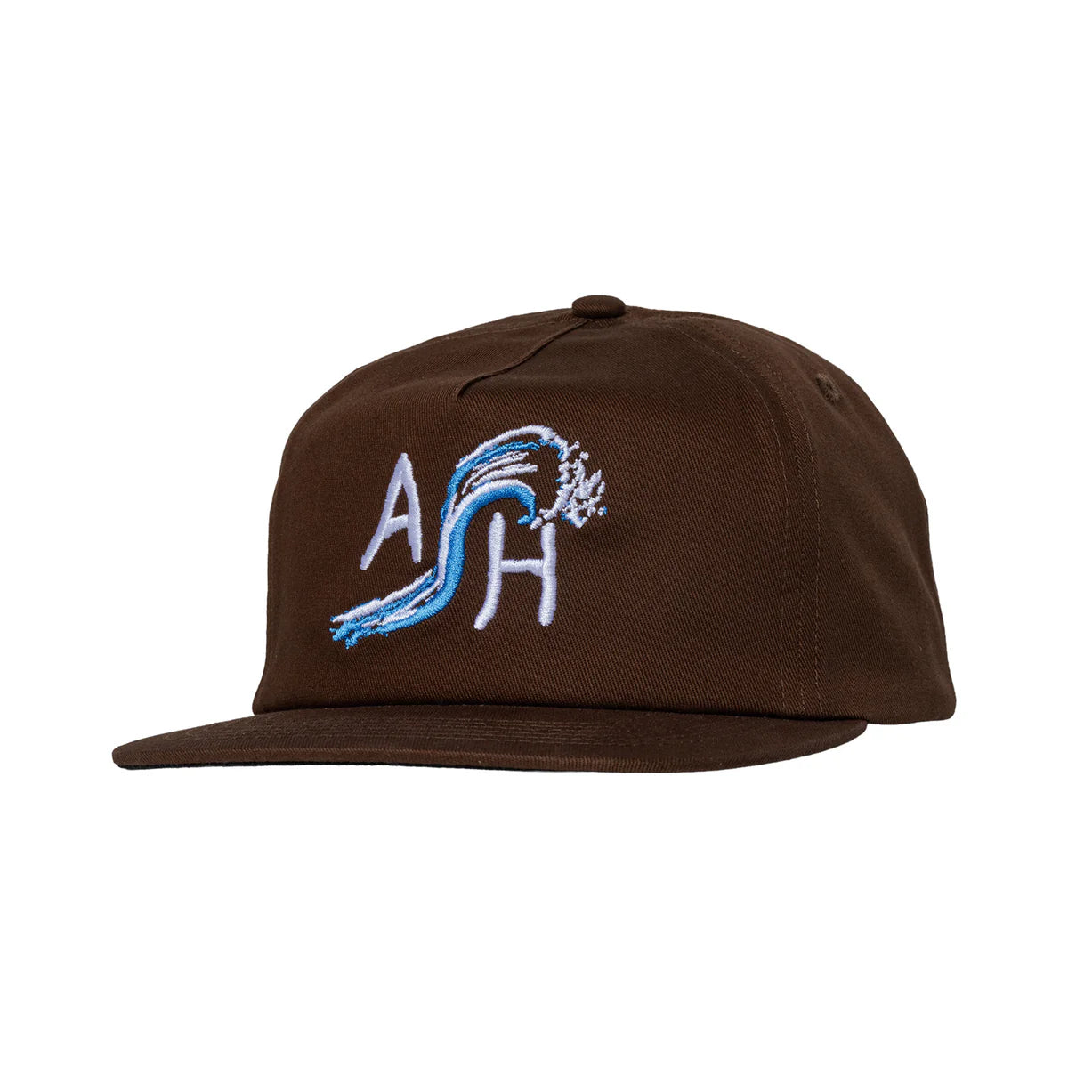 Brown cap with embroidered logo on a white background