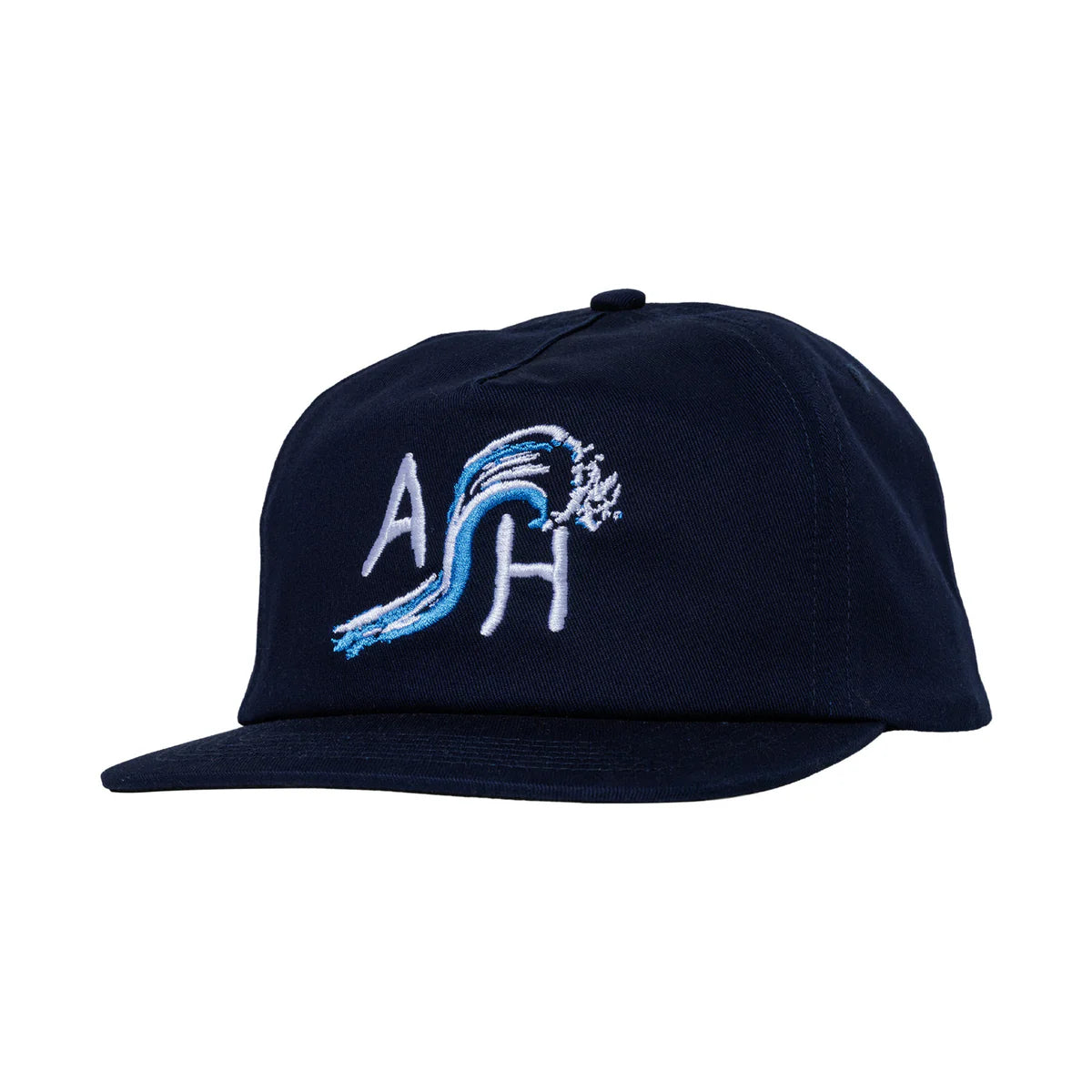 Navy blue cap with embroidered logo on a white background