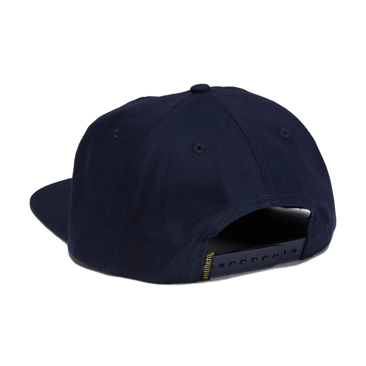 Navy blue cap with a brand logo on the back on a white background