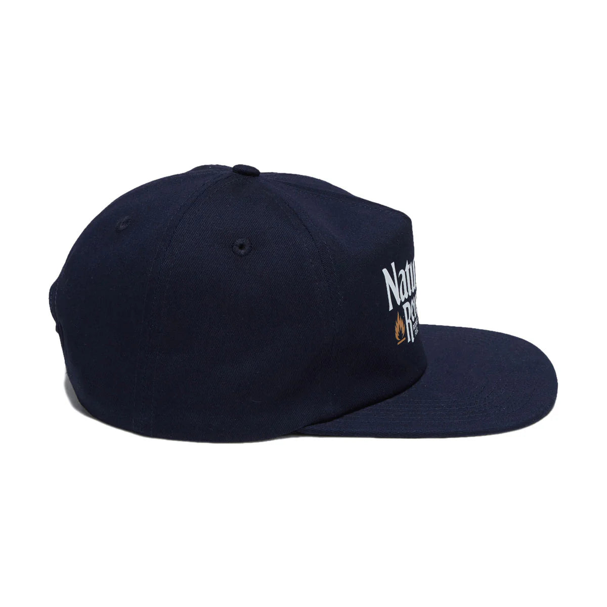 Navy blue cap with brand logo on a white background