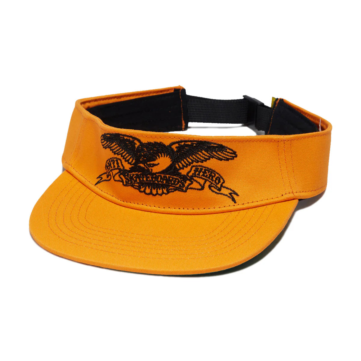 Orange visor with black eagle emblem on a white background