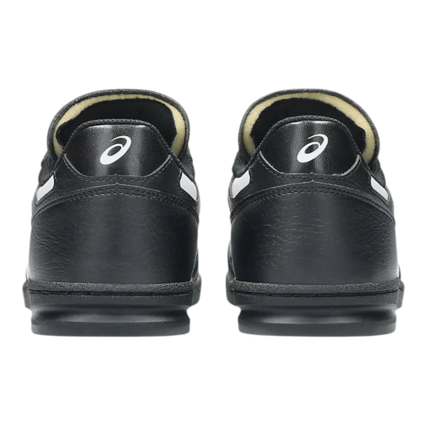 Black shoes with white sole on a white background