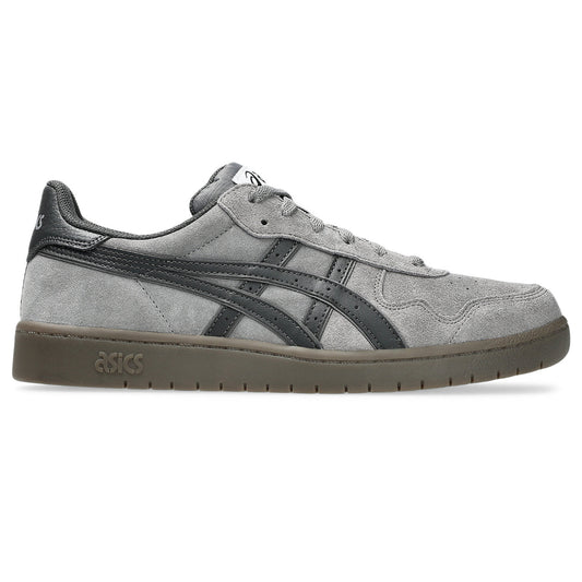 Gray sneaker with black accents on a white background