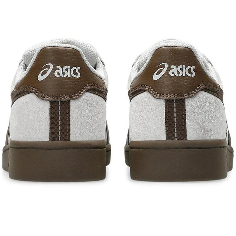 Pair of Asics sneakers shown from the back on a white background