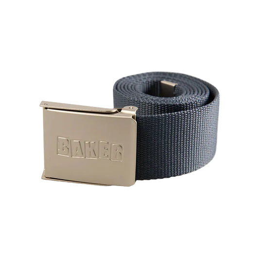 Black belt with silver buckle on a white background