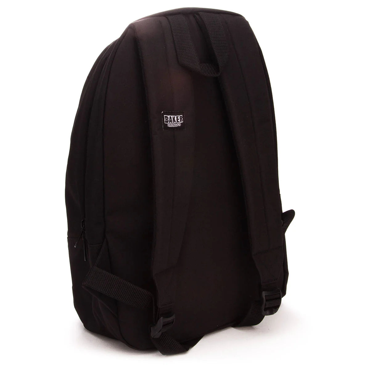 Black DPK backpack shown from the back, featuring padded shoulder straps, a top carry handle, and a small white DPK logo patch on the upper back, set against a plain white background.
