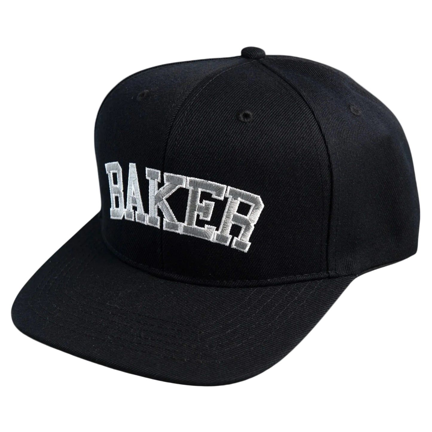 Black cap with 'BAKER' logo on a white background