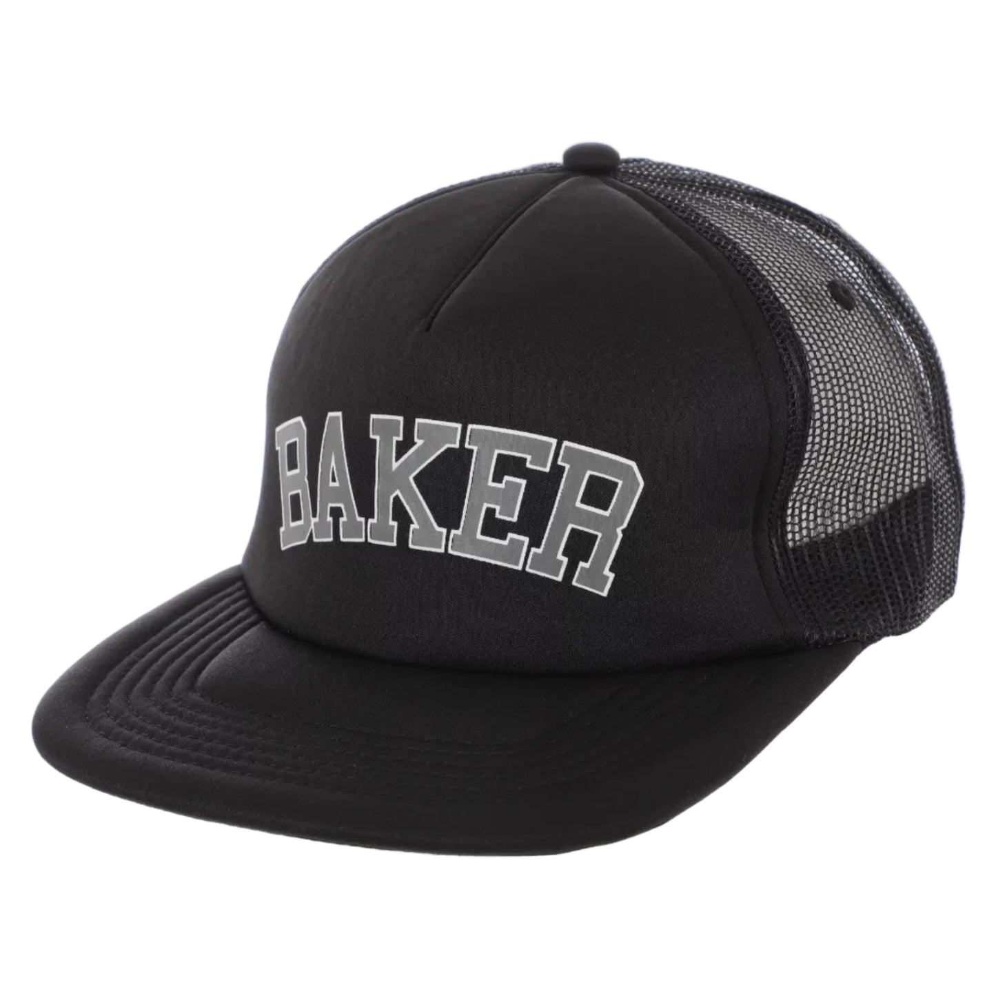 Black cap with 'BAKER' text on a white background