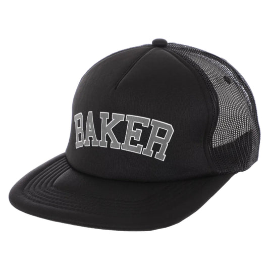 Black cap with 'BAKER' text on a white background
