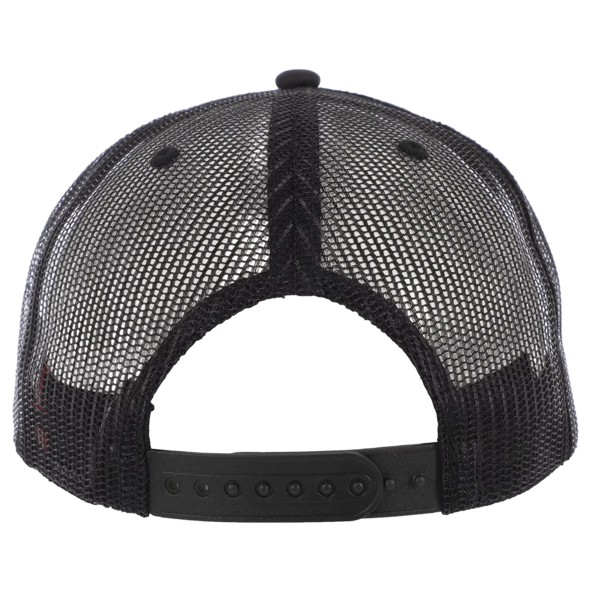 Black mesh cap with a white interior on a white background