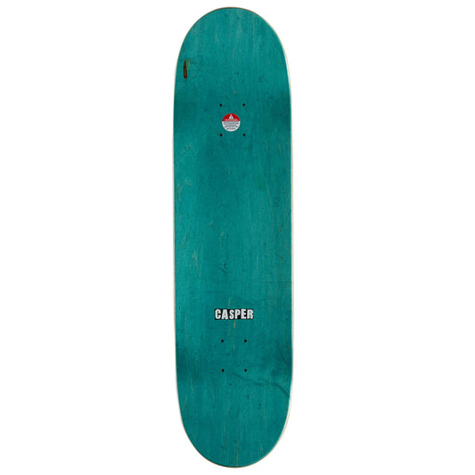 A teal wooden skateboard deck with the brand name 'CASPER' printed in white near the bottom, shown against a plain white background.