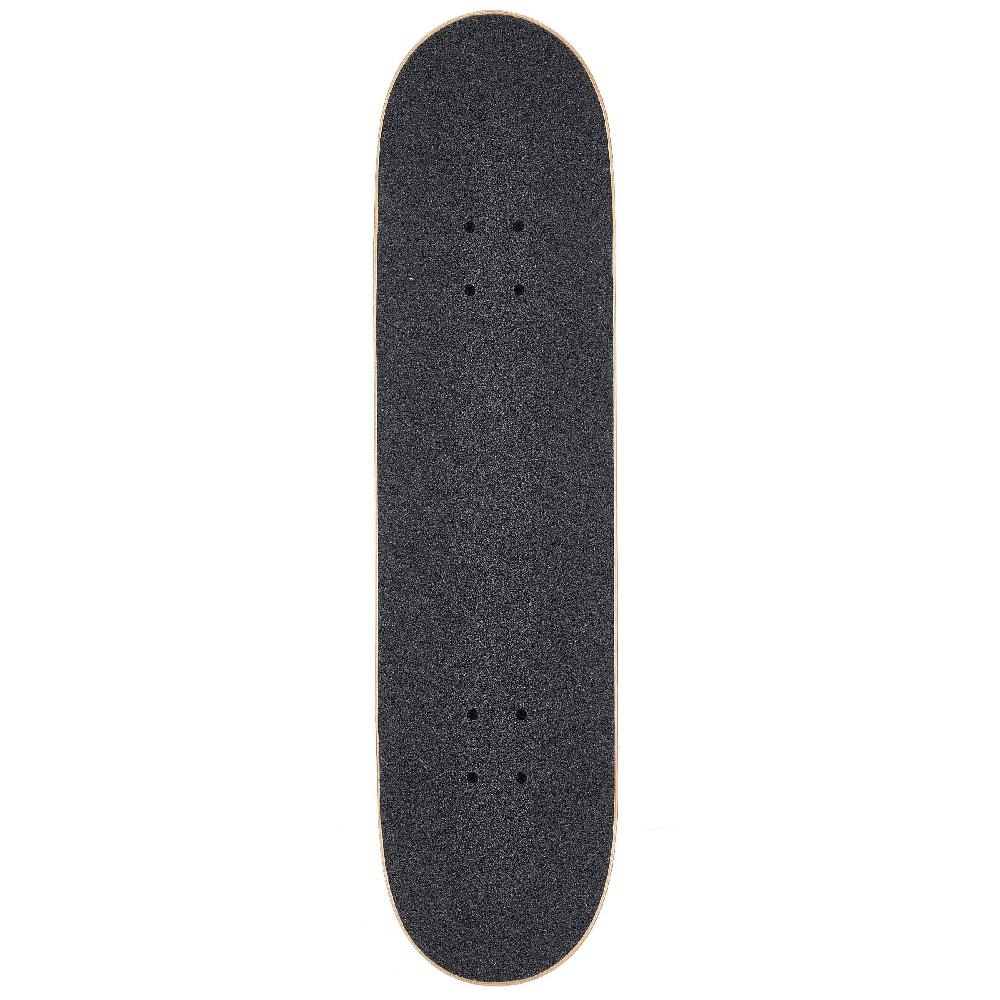 Black skateboard deck on a white background