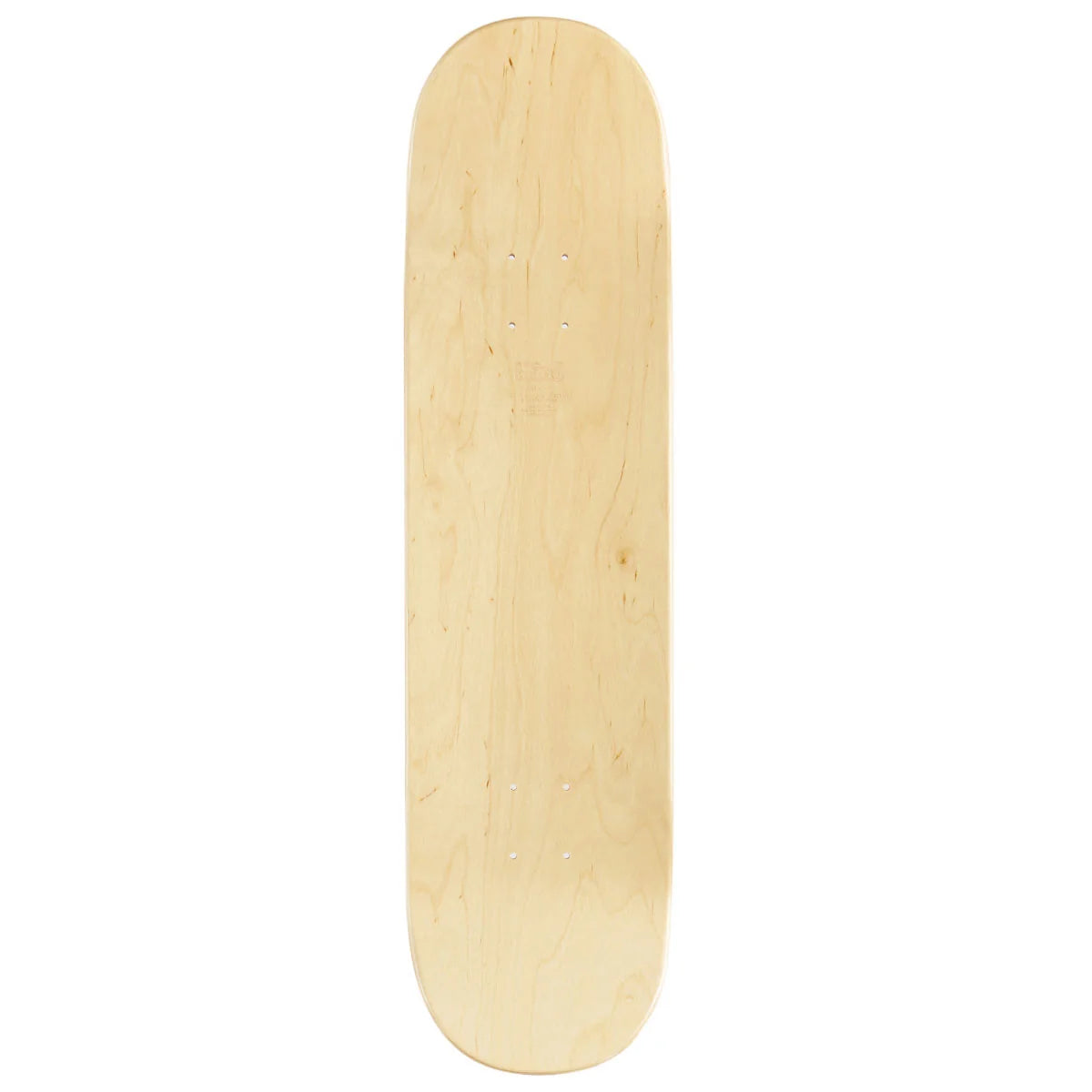 A natural light wood skateboard deck shown from the top view against a solid white background.