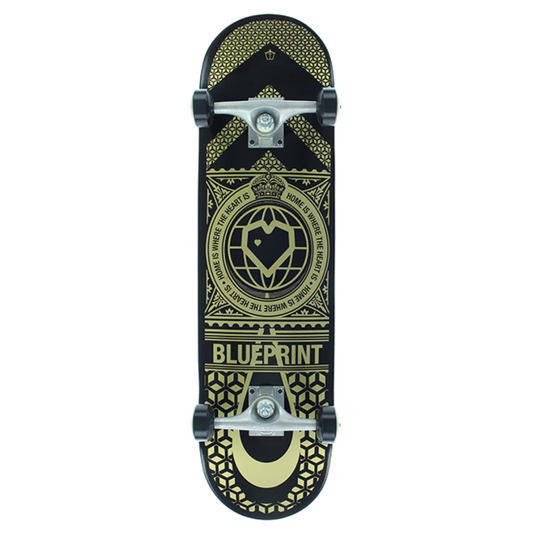 Blueprint Complete Skateboard Home Heart Black Gold 8.12