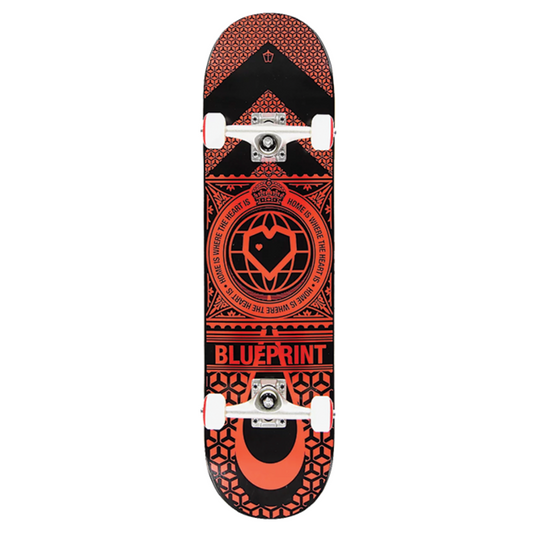 Blueprint Complete Skateboard Home Heart Black Red 8.0