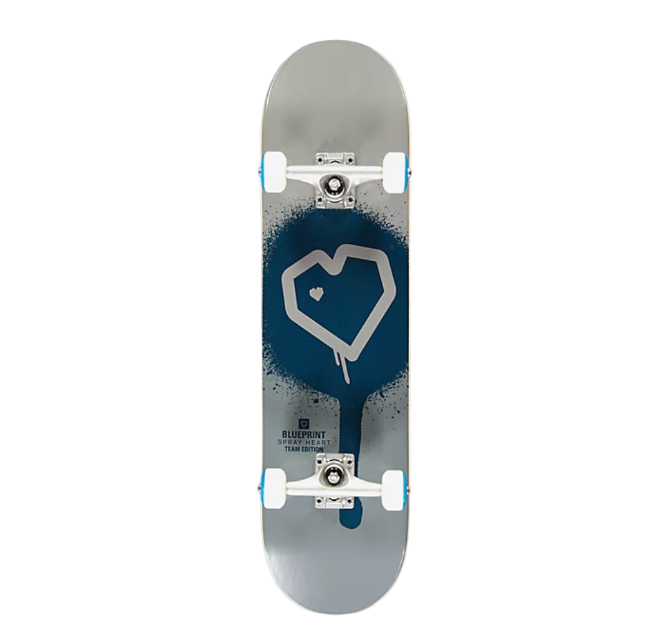 Skateboard with a heart design on a white background