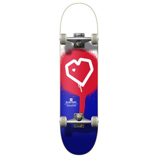 Blueprint Complete Skateboard Spray Heart Red Blue 7.75