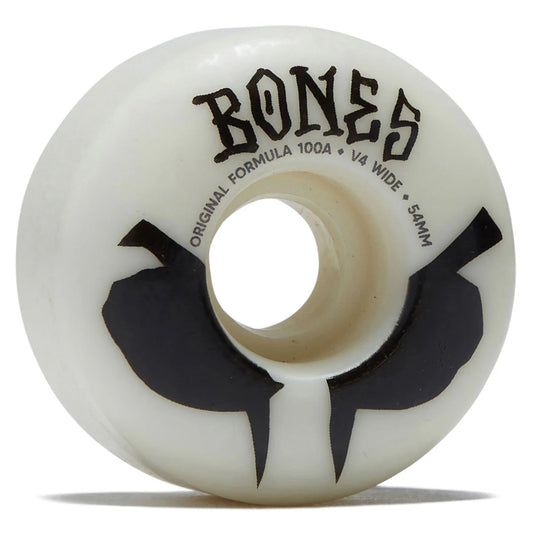 Skateboard wheel with 'Bones' branding on a white background