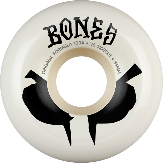 Bones skateboard wheel with brand name on a white background