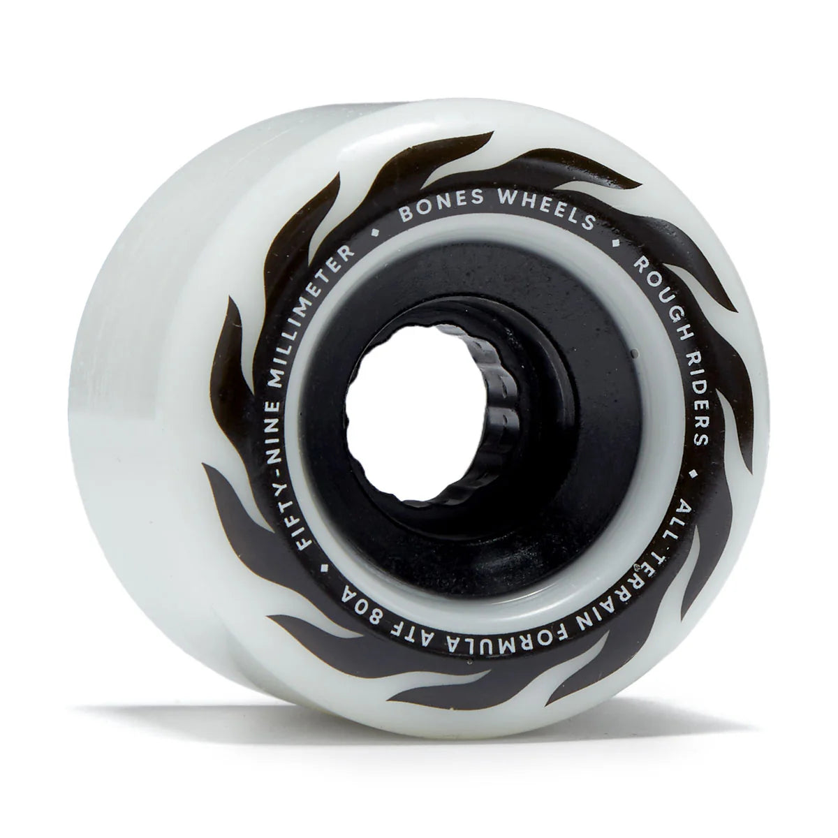 Skateboard wheel with 'Bones Wheels' branding on a white background