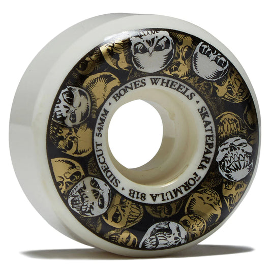Skateboard wheel with owl design and 'Bones Wheels' branding on a white background